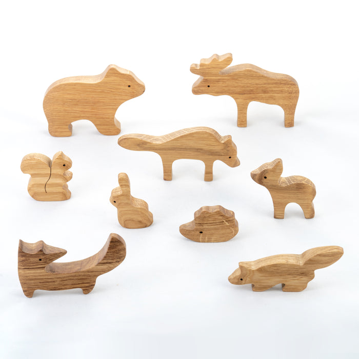 Natural Wooden Forest Animals set of 9 - PoppyBabyCo