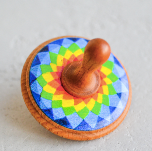 Wooden Spinning Top Toy painted