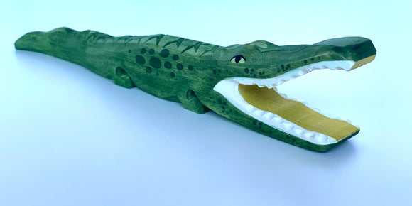 Hand Carved Wooden Alligator Toy