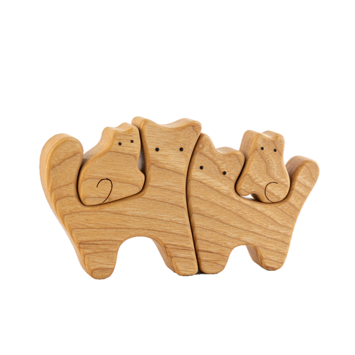 Waldorf Wooden Cats family of 4 puzzle set - PoppyBabyCo