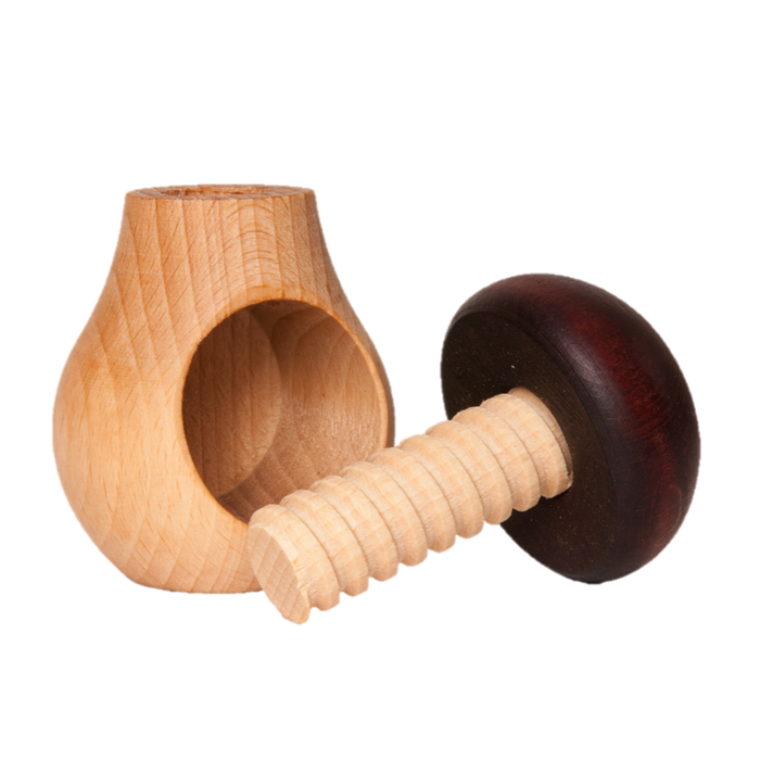 Natural organic Mushroom with screw toy - PoppyBabyCo