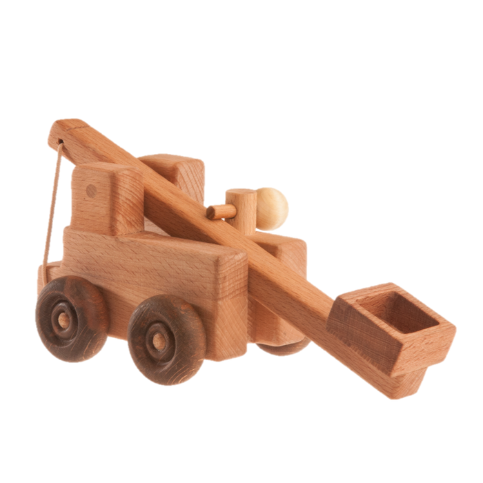 Handcrafted wooden catapult toy truck - PoppyBabyCo