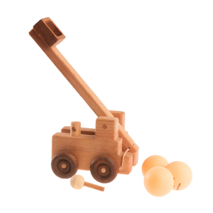 Handcrafted wooden catapult toy truck - PoppyBabyCo