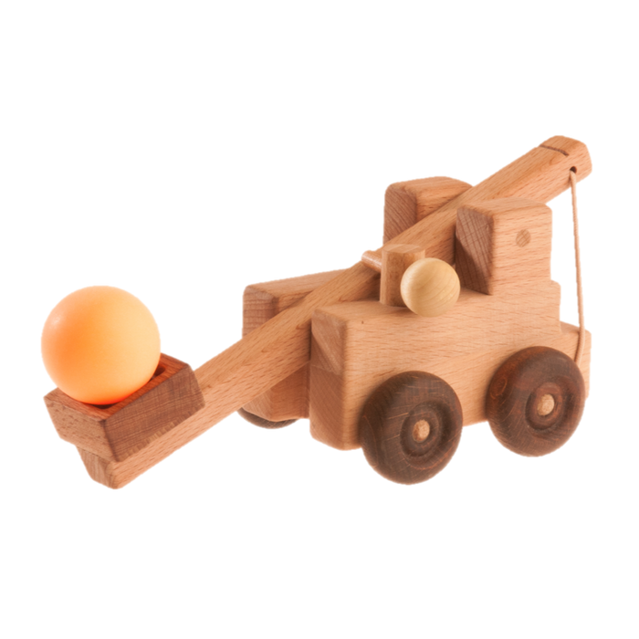 Handcrafted wooden catapult toy truck - PoppyBabyCo