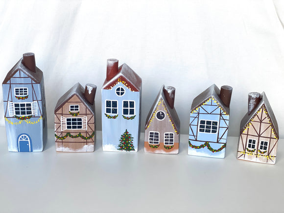 Wooden Christmas Village Houses