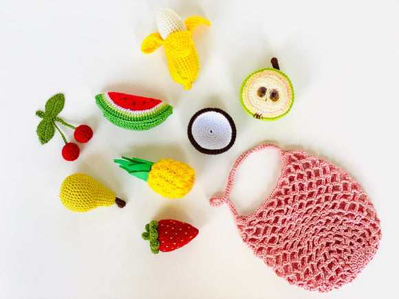 Crochet Fruits set with a bag