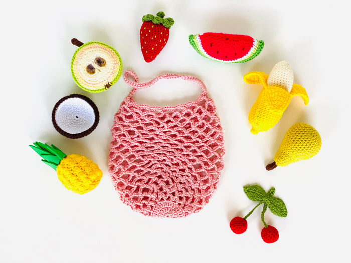 Crochet Fruits set with a bag