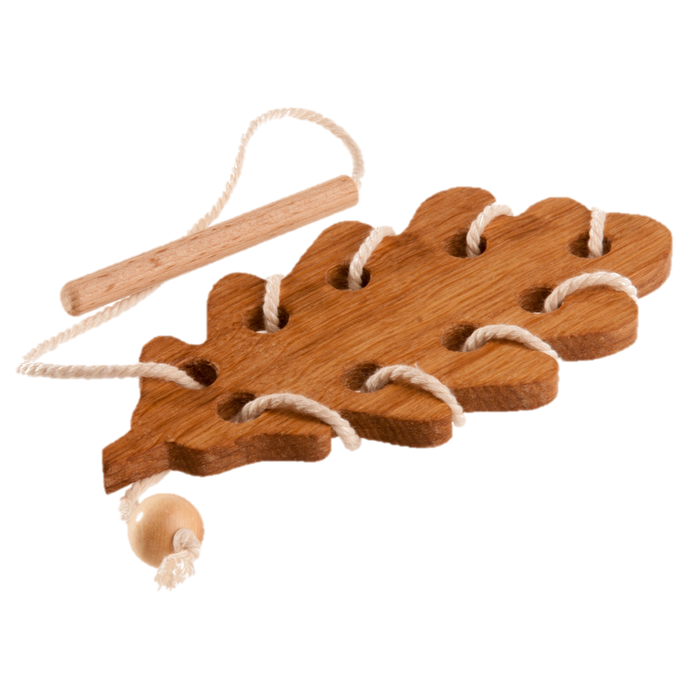 Wooden Lacing Oak, Maple, Beechwood Leafs set Threading Toy - PoppyBabyCo