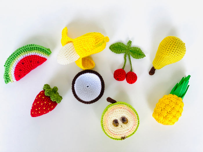 Crochet Fruits set with a bag