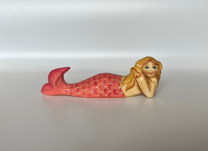 Wooden Hand Carved Mermaid Toy