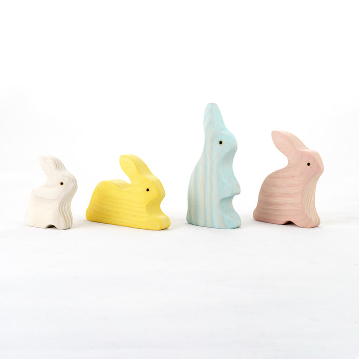 Waldorf toys Bunny Rabbits family Set of 4, rabbits figurines