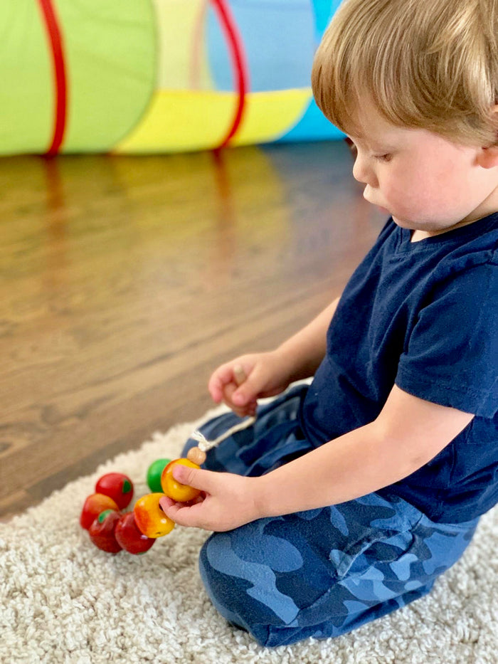 Wooden Apples 4 sorts Lacing toy - PoppyBabyCo