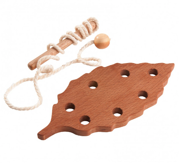 Wooden Lacing Beech Leaf Threading Toy