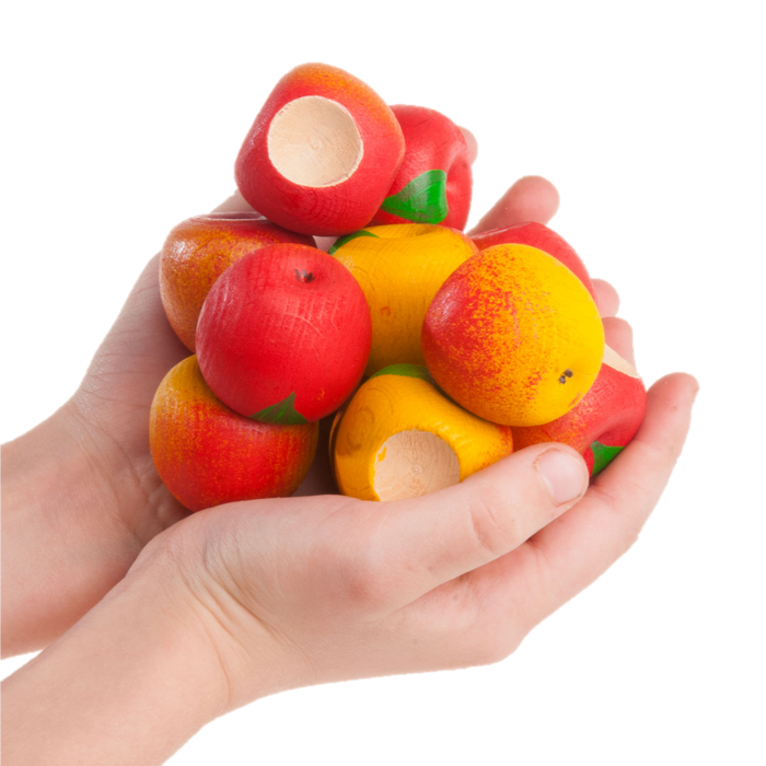 Educational Apple Counters Toy set of 12 in linen bag - PoppyBabyCo