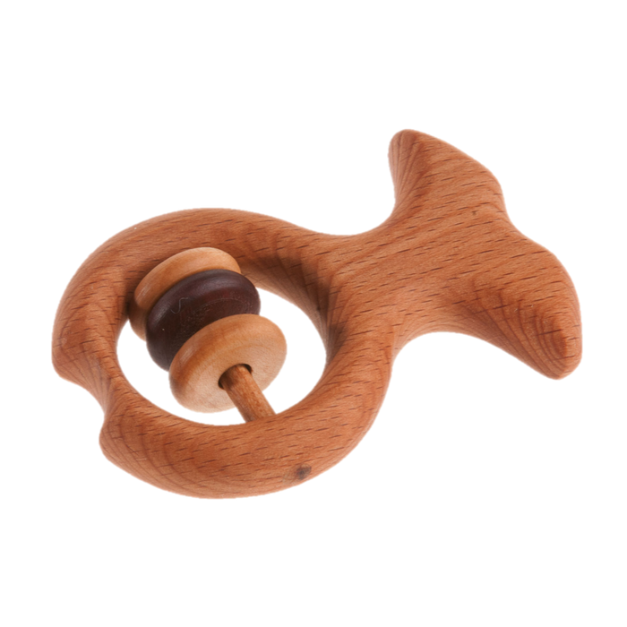Organic Wooden Rattle-Teether Fish - PoppyBabyCo