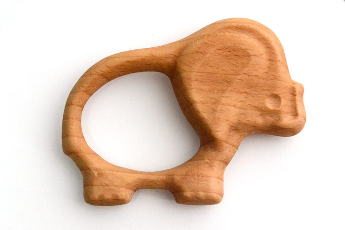 Organic Wooden Rattle-Teether Elephant