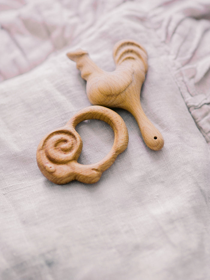 Organic Wooden Rattle-Teether Sheep
