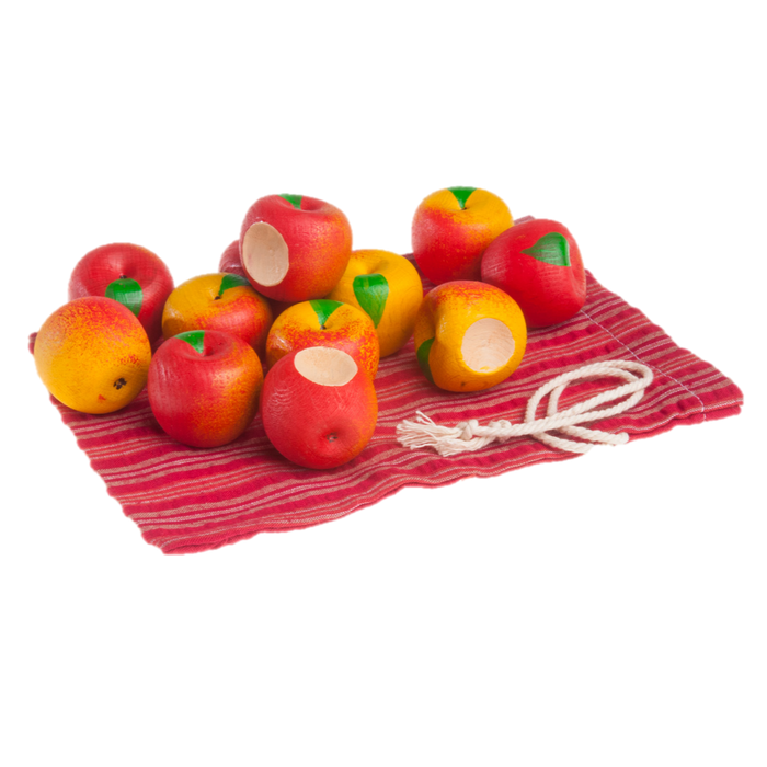 Educational Apple Counters Toy set of 12 in linen bag - PoppyBabyCo