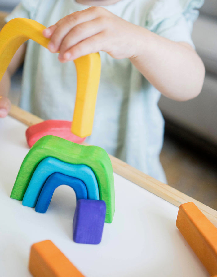 Wooden Stacking toy Rainbow Caves Sculptural Blocks - PoppyBabyCo