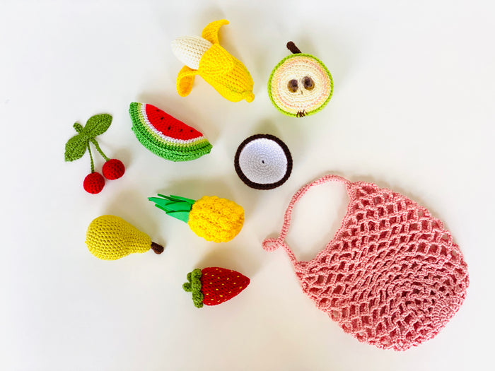 Crochet Fruits set with a bag