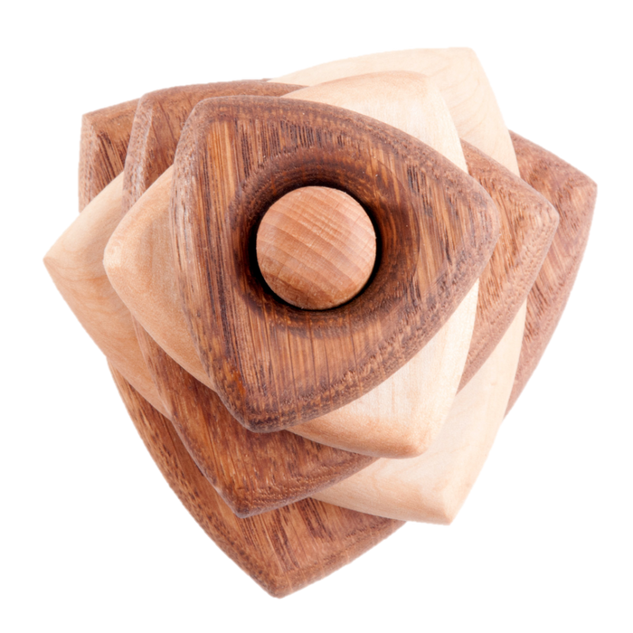 Wooden stacking toy in triangle shape from 2 types of wood - PoppyBabyCo
