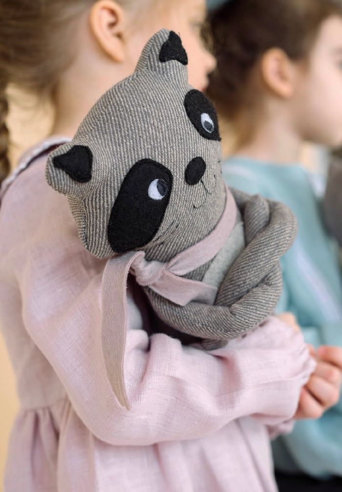 Handmade Stuffed Raccoon Toy