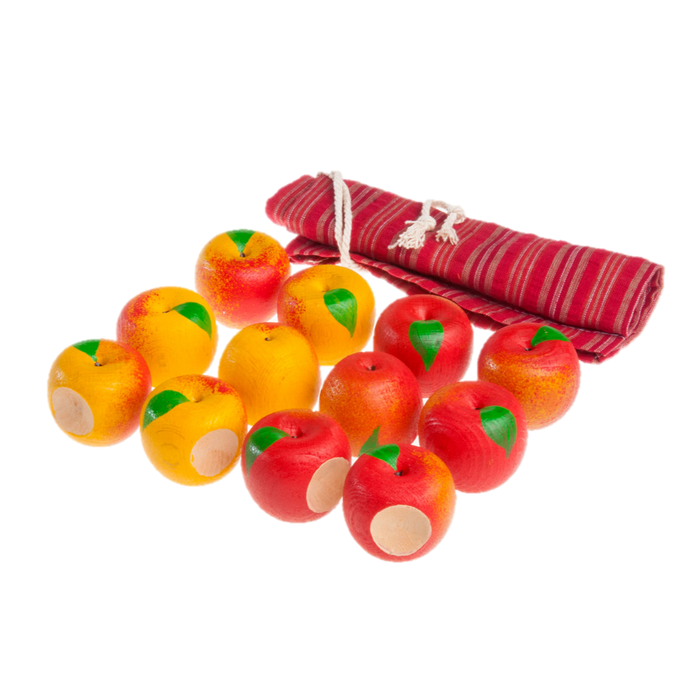 Educational Apple Counters Toy set of 12 in linen bag - PoppyBabyCo