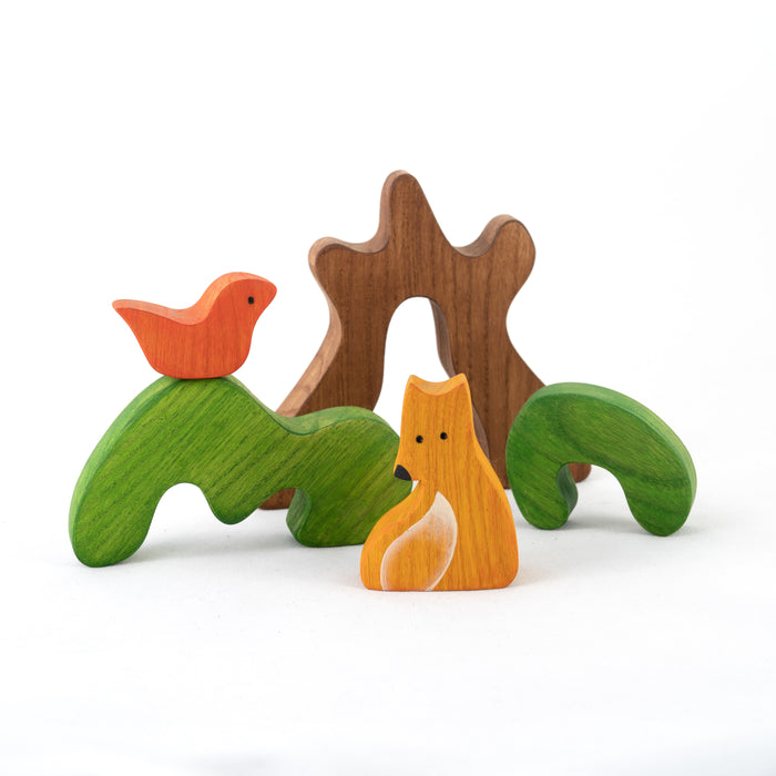 New Educational Wooden Tree Puzzle toy with Fox - PoppyBabyCo