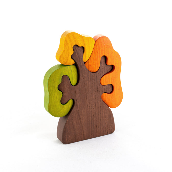 Wooden Autumn Tree with three crowns puzzle - PoppyBabyCo