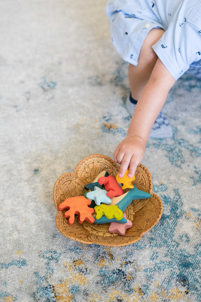 Waldorf wooden Sea Creatures and Fish set-10 pieces - PoppyBabyCo