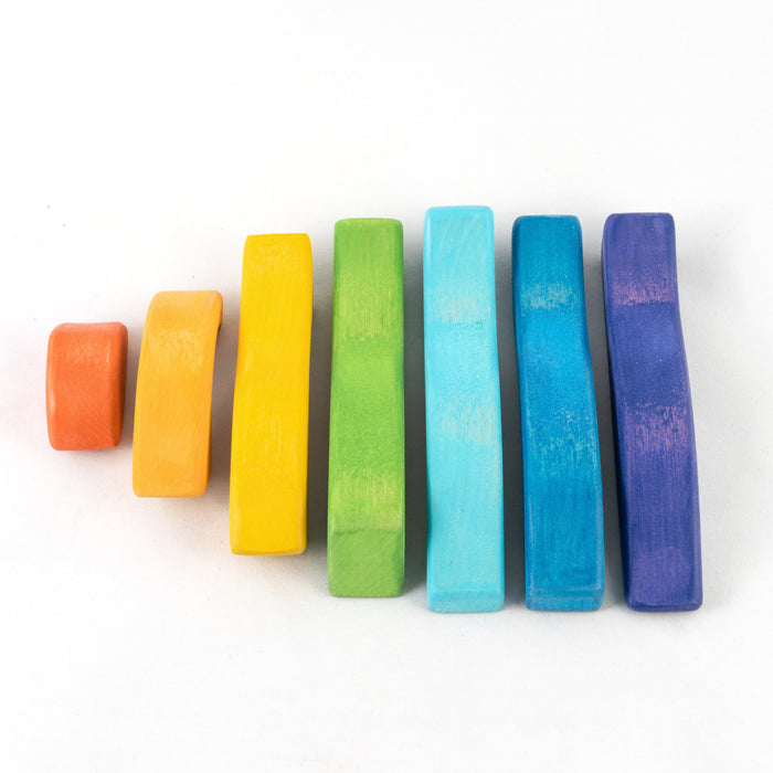 Stone Wooden Sculptural Blocks Stacker Puzzle Rainbow Toy - PoppyBabyCo