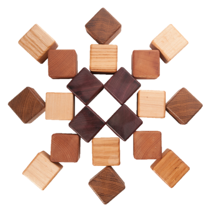 Classic Wooden Blocks for toddlers from 5 types of wood, 20- pieces - PoppyBabyCo