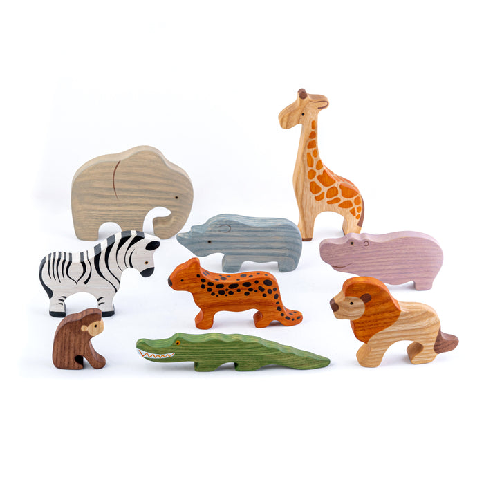 Waldorf Safari Set of 9 Animals painted - PoppyBabyCo