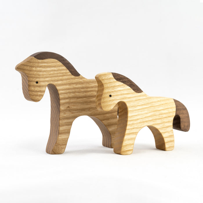 Wooden Horse figurines Set painted- 2 pieces
