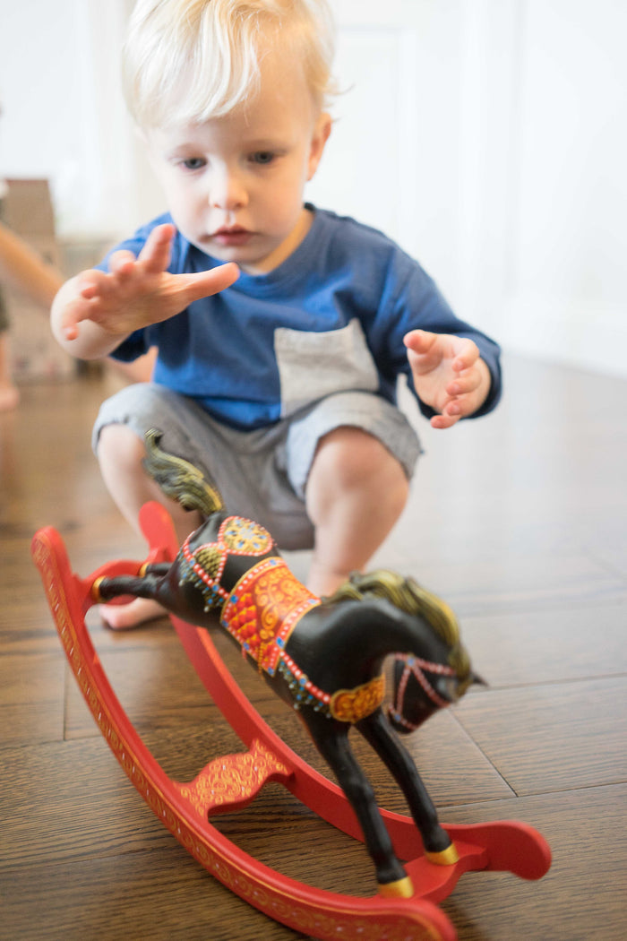 Wooden Rocking toy Horse hand-painted - PoppyBabyCo