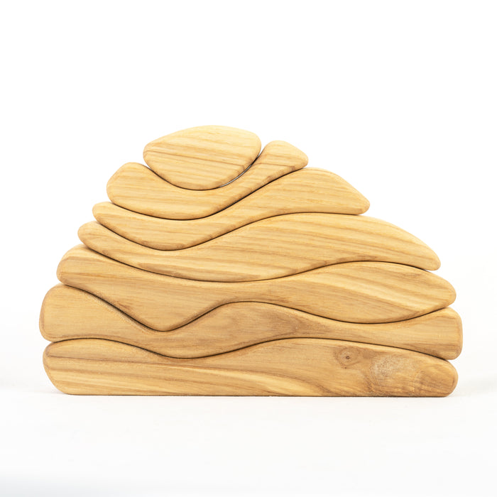 Natural Waves Wooden Sculptural Blocks Stacker Puzzle - PoppyBabyCo