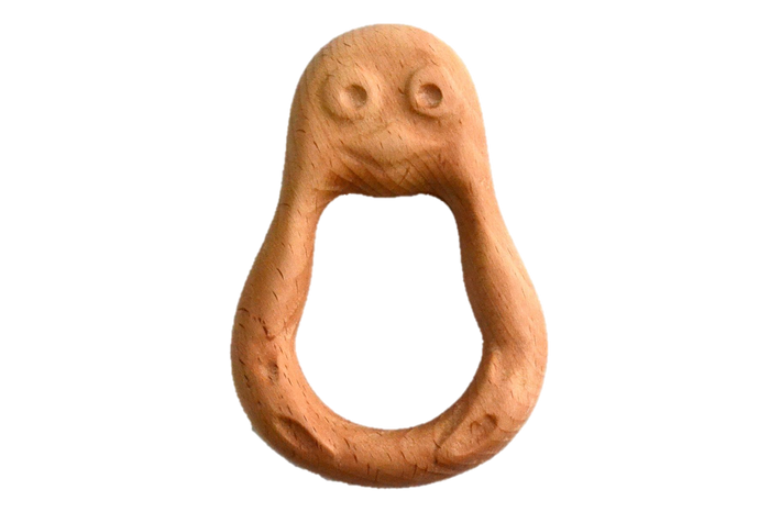 Organic Wooden Rattle-Teether Penguin - PoppyBabyCo