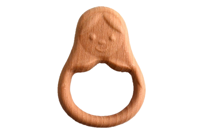 Organic Wooden Rattle-Teether Doll - PoppyBabyCo