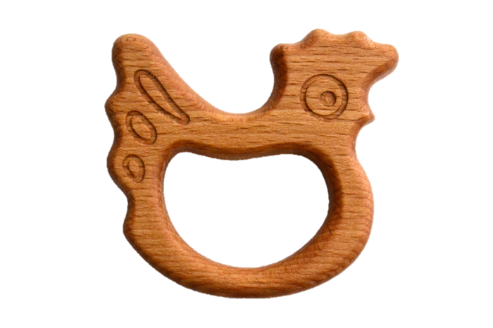 Organic Wooden Teether toy Chicken - PoppyBabyCo