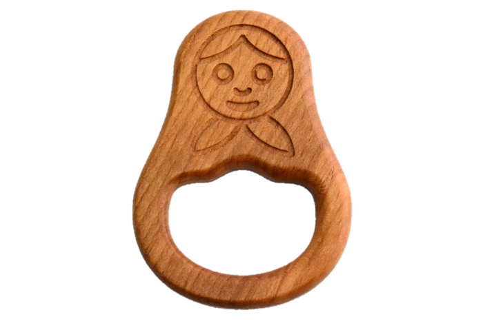 Organic Wooden Teether toy Doll Matreshka - PoppyBabyCo