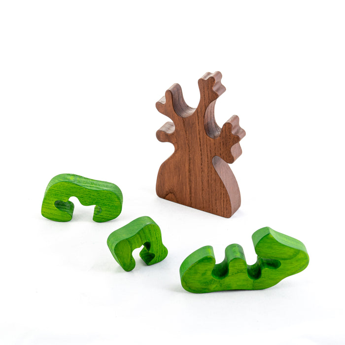 Wooden Tree with three crowns puzzle