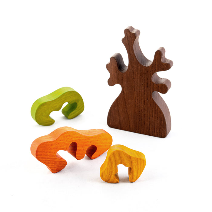 Wooden Autumn Tree with three crowns puzzle - PoppyBabyCo