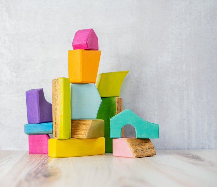 Colorful Wooden blocks tree slices