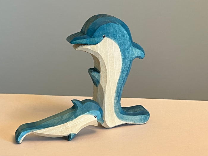 Carved Wooden Dolphin Figurines