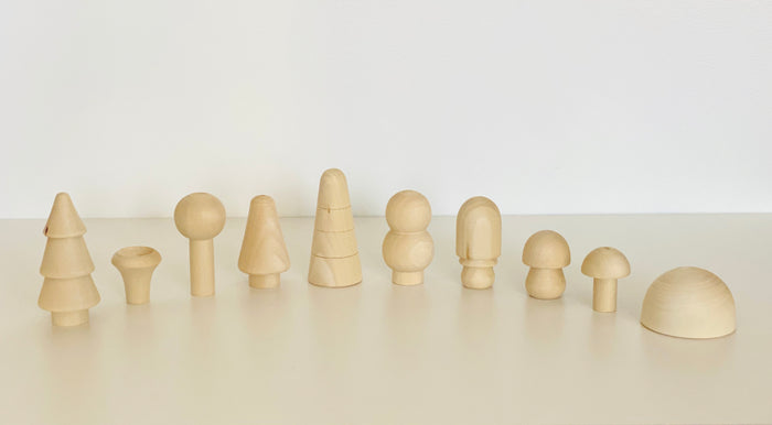 Natural Wooden mushroom Forest Set