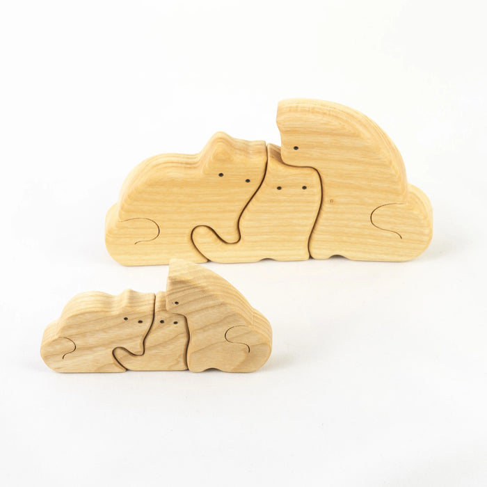 Waldorf Wooden Cats family of 3 puzzle set