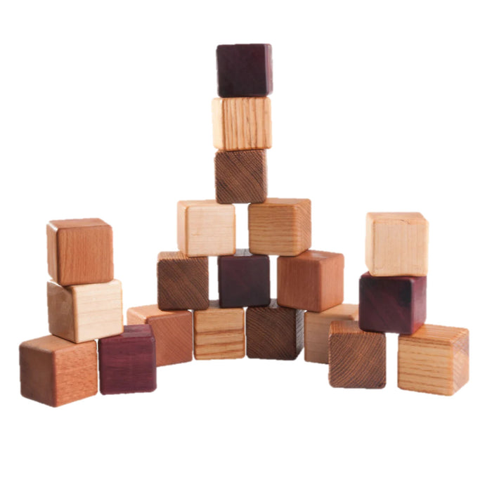 Classic Wooden Blocks for toddlers from 5 types of wood, 20- pieces