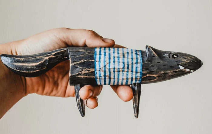 Hand Carved Wooden Wolf Toy