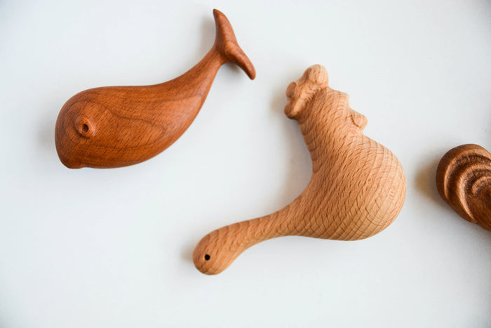 Organic Wooden Rattle toy Rooster