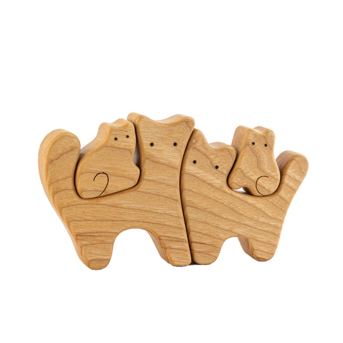 Waldorf Wooden Cats family of 4 puzzle set